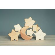 /AtelierSaintCerf Wooden moon and stars, space, babys room decoration