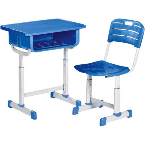  [아마존베스트]Atezch_ Kids Functional Desk and Chair Set, Height Adjustable Children School Study Desk, Metal Hook and Storage Drawer for Boys Girls, Anti-Slip (Blue)