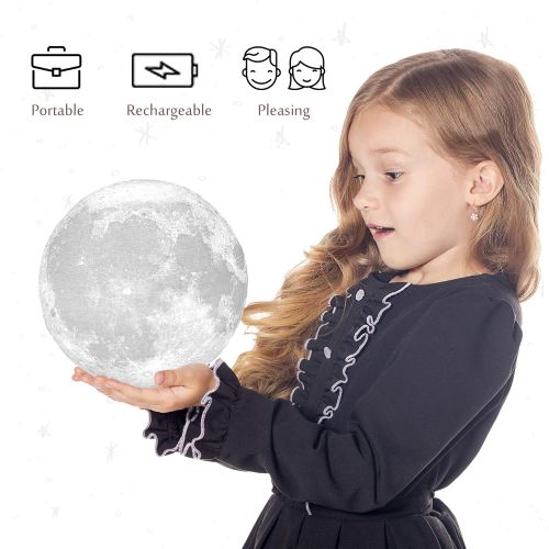  Athena Futures Moon Lamp Moon Light 3D Moon Lamp - Seamless - 3 Color Moon Night Light with Stand - Mood...