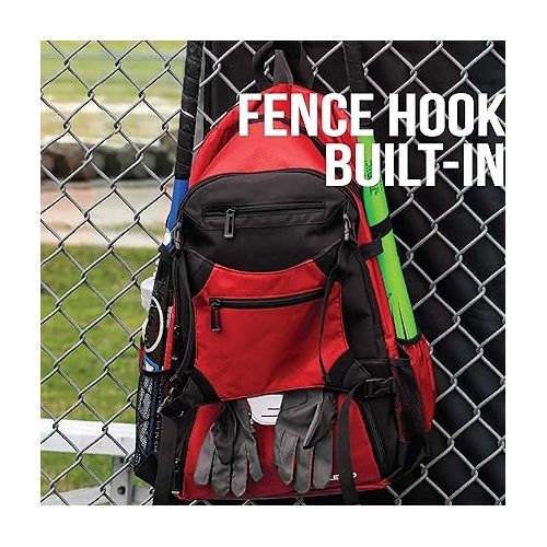  Athletico Advantage Baseball Bag - Baseball Backpack With External Helmet Holder for Baseball, T-Ball & Softball Equipment & Gear for Youth and Adults | Holds Bat, Helmet, Glove, Shoes