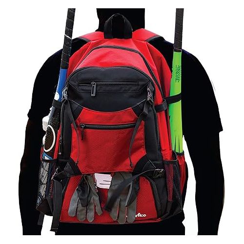  Athletico Advantage Baseball Bag - Baseball Backpack With External Helmet Holder for Baseball, T-Ball & Softball Equipment & Gear for Youth and Adults | Holds Bat, Helmet, Glove, Shoes