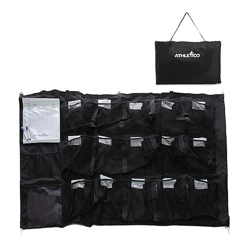  Athletico 15 Player Dugout Organizer - Hanging Baseball Helmet Bag to Organize Baseball Equipment Including Gloves, Helmets, Batting Gloves, Balls, & More