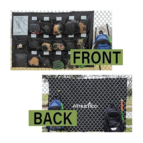  Athletico 15 Player Dugout Organizer - Hanging Baseball Helmet Bag to Organize Baseball Equipment Including Gloves, Helmets, Batting Gloves, Balls, & More