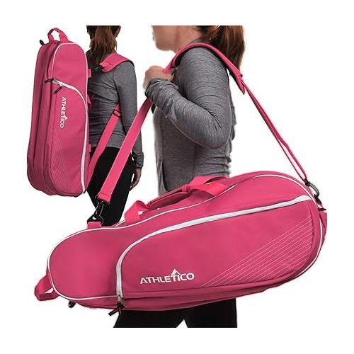  Athletico 6 Racquet Tennis Bag | Padded to Protect Rackets & Lightweight | Professional or Beginner Tennis Players | Unisex Design for Men, Women, Youth and Adults