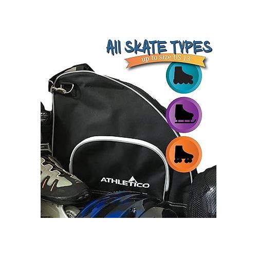  Athletico Ice & Inline Skate Bag - Premium Bag to Carry Ice Skates, Roller Skates, Inline Skates for Both Kids and Adults