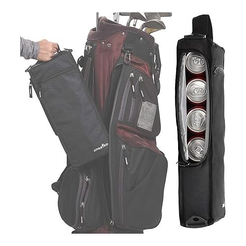  Athletico Golf Cooler Bag - Soft Sided Insulated Cooler Holds a 6 Pack of Cans or Two Wine Bottles (Black)