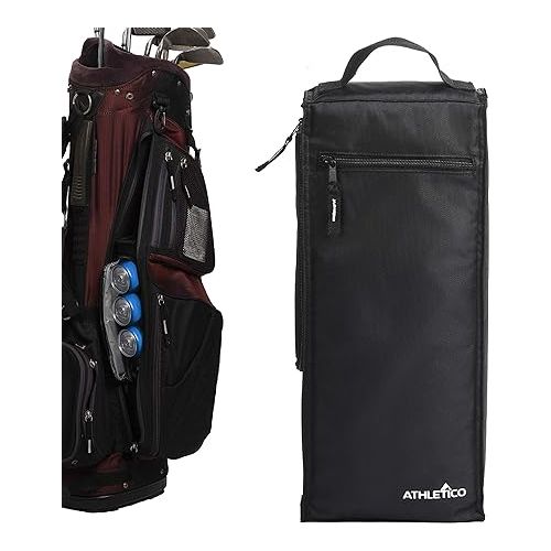  Athletico Golf Cooler Bag - Soft Sided Insulated Cooler Holds a 6 Pack of Cans or Two Wine Bottles (Black)