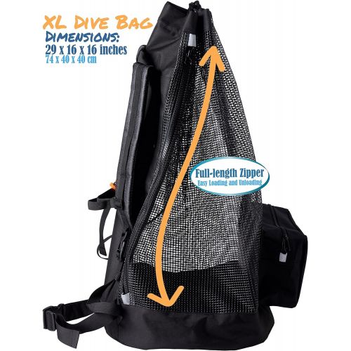  [아마존베스트]Athletico Scuba Diving Bag - XL Mesh Travel Backpack for Scuba Diving and Snorkeling Gear & Equipment - Dry Bag Holds Mask, Fins, Snorkel, and More