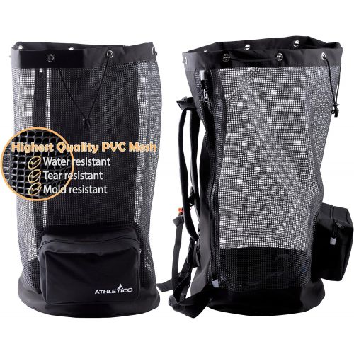  [아마존베스트]Athletico Scuba Diving Bag - XL Mesh Travel Backpack for Scuba Diving and Snorkeling Gear & Equipment - Dry Bag Holds Mask, Fins, Snorkel, and More