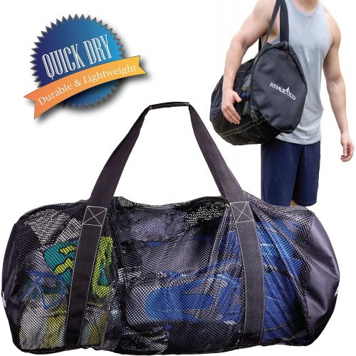  [아마존베스트]Athletico Mesh Dive Duffel Bag for Scuba or Snorkeling - XL Mesh Travel Duffle for Scuba Diving and Snorkeling Gear & Equipment - Dry Bag Holds Mask, Fins, Snorkel, and More