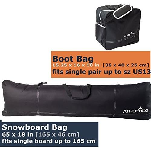  [아마존베스트]Athletico Two-Piece Snowboard and Boot Bag Combo | Store & Transport Snowboard Up to 165 cm and Boots Up to Size 13 | Includes 1 Snowboard Bag & 1 Boot Bag (Black)