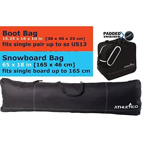  [아마존베스트]Athletico Padded Two-Piece Snowboard and Boot Bag Combo | Store & Transport Snowboard Up to 165 cm and Boots Up to Size 13 | Includes 1 Padded Snowboard Bag & 1 Padded Boot Bag