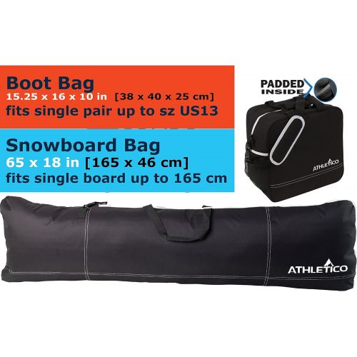  [아마존베스트]Athletico Padded Two-Piece Snowboard and Boot Bag Combo | Store & Transport Snowboard Up to 165 cm and Boots Up to Size 13 | Includes 1 Padded Snowboard Bag & 1 Padded Boot Bag
