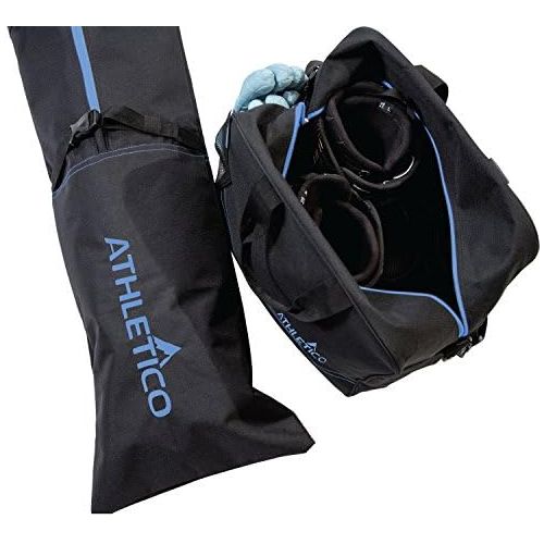  [아마존베스트]Athletico Two-Piece Ski and Boot Bag Combo | Store & Transport Skis Up to 200 cm and Boots Up to Size 13 | Includes 1 Ski Bag & 1 Ski Boot Bag (Black)