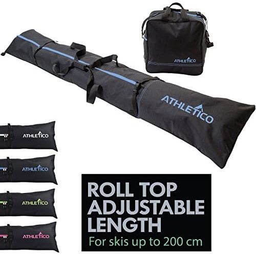  [아마존베스트]Athletico Two-Piece Ski and Boot Bag Combo | Store & Transport Skis Up to 200 cm and Boots Up to Size 13 | Includes 1 Ski Bag & 1 Ski Boot Bag (Black)