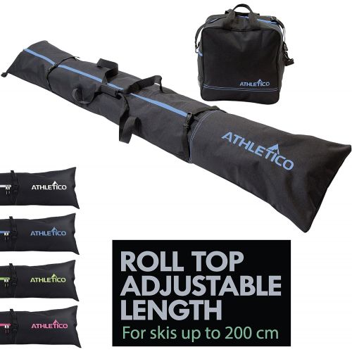  [아마존베스트]Athletico Two-Piece Ski and Boot Bag Combo | Store & Transport Skis Up to 200 cm and Boots Up to Size 13 | Includes 1 Ski Bag & 1 Ski Boot Bag (Black)