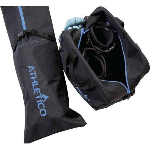  [아마존베스트]Athletico Two-Piece Ski and Boot Bag Combo | Store & Transport Skis Up to 200 cm and Boots Up to Size 13 | Includes 1 Ski Bag & 1 Ski Boot Bag (Black)