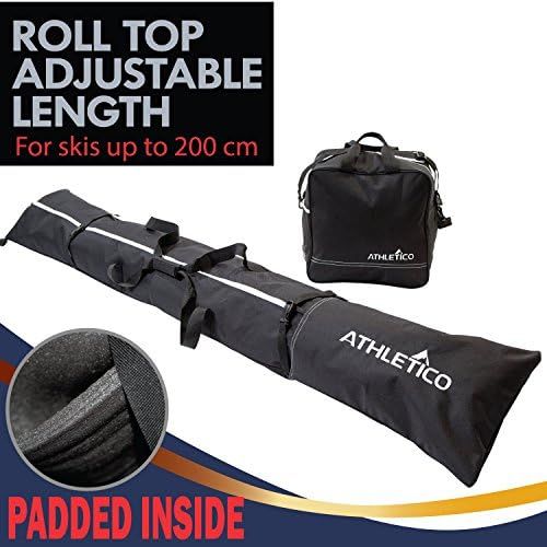  [아마존베스트]Athletico Padded Two-Piece Ski and Boot Bag Combo | Store & Transport Skis Up to 200 cm and Boots Up to Size 13 | Includes 1 Padded Ski Bag & 1 Padded Ski Boot Bag