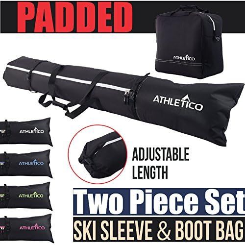  [아마존베스트]Athletico Padded Two-Piece Ski and Boot Bag Combo | Store & Transport Skis Up to 200 cm and Boots Up to Size 13 | Includes 1 Padded Ski Bag & 1 Padded Ski Boot Bag