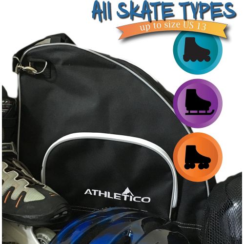  Athletico Ice & Inline Skate Bag - Premium Bag to Carry Ice Skates, Roller Skates, Inline Skates for Both Kids and Adults