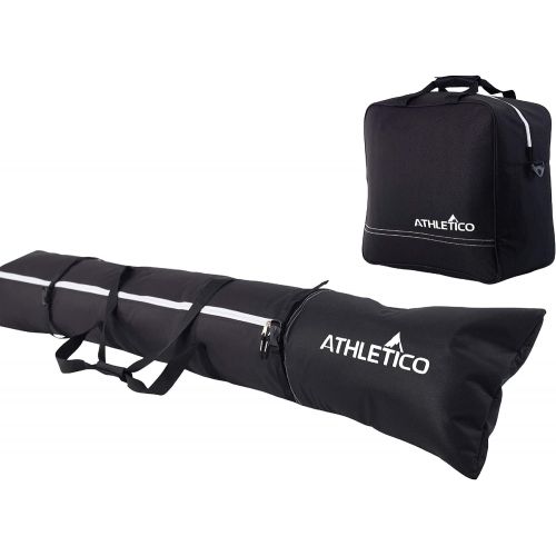  Athletico Padded Two-Piece Ski and Boot Bag Combo | Store & Transport Skis Up to 200 cm and Boots Up to Size 13 | Includes 1 Padded Ski Bag & 1 Padded Ski Boot Bag