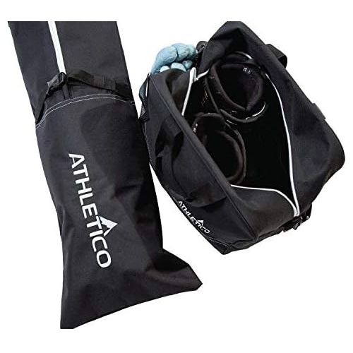  Athletico Two-Piece Ski and Boot Bag Combo | Store & Transport Skis Up to 200 cm and Boots Up to Size 13 | Includes 1 Ski Bag & 1 Ski Boot Bag (Black)