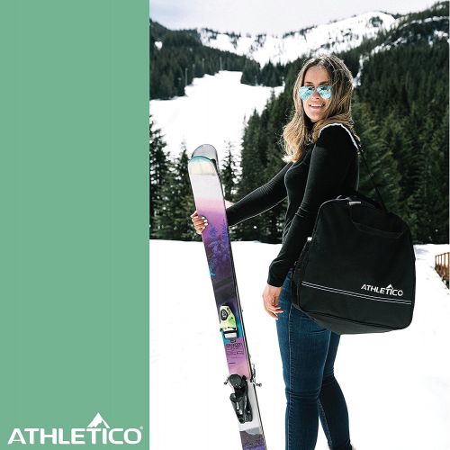 Athletico Two-Piece Ski and Boot Bag Combo | Store & Transport Skis Up to 200 cm and Boots Up to Size 13 | Includes 1 Ski Bag & 1 Ski Boot Bag (Black)