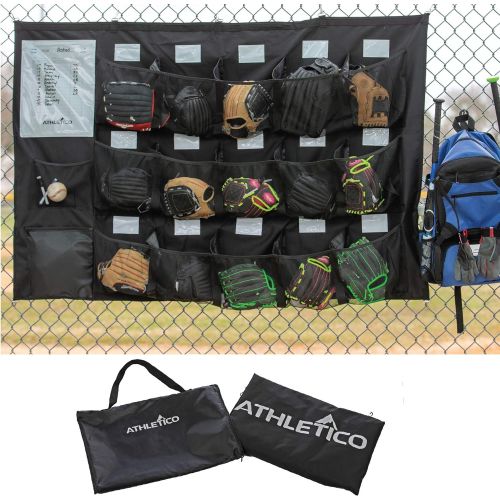  Athletico 15 Player Dugout Organizer - Hanging Baseball Helmet Bag to Organize Baseball Equipment Including Gloves, Helmets, Batting Gloves, Balls, & More