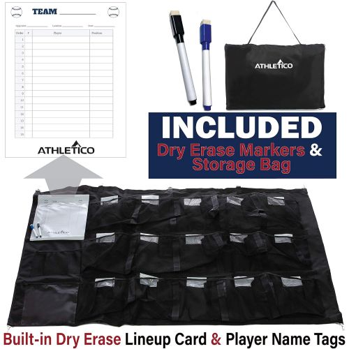  Athletico 15 Player Dugout Organizer - Hanging Baseball Helmet Bag to Organize Baseball Equipment Including Gloves, Helmets, Batting Gloves, Balls, & More