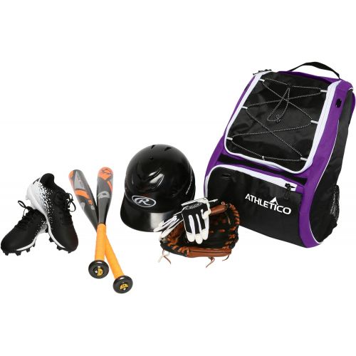  Athletico Baseball Bat Bag - Backpack for Baseball, T-Ball & Softball Equipment & Gear for Youth and Adults Holds Bat, Helmet, Glove, & Shoes Shoe Compartment & Fence Hook