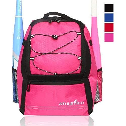  Athletico Youth Baseball Bag - Bat Backpack for Baseball, T-Ball & Softball Equipment & Gear Holds Bat, Helmet, Glove Fence Hook