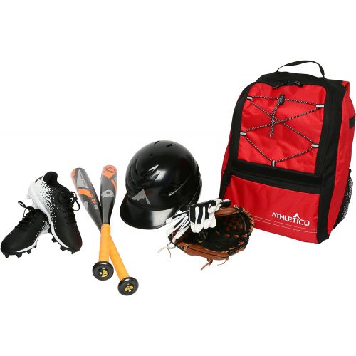  Athletico Youth Baseball Bag - Bat Backpack for Baseball, T-Ball & Softball Equipment & Gear Holds Bat, Helmet, Glove Fence Hook