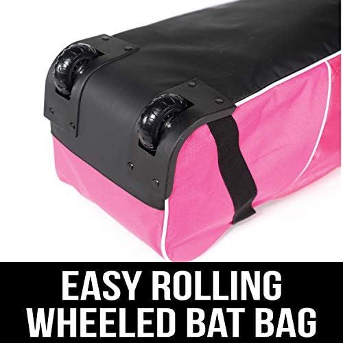  Athletico Rolling Baseball Bag - Wheeled Baseball Bat Bag for Baseball, TBall, Softball Equipment for Youth, Kids, and Adults