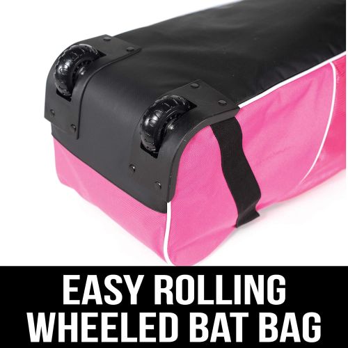  Athletico Rolling Baseball Bag - Wheeled Baseball Bat Bag for Baseball, TBall, Softball Equipment for Youth, Kids, and Adults
