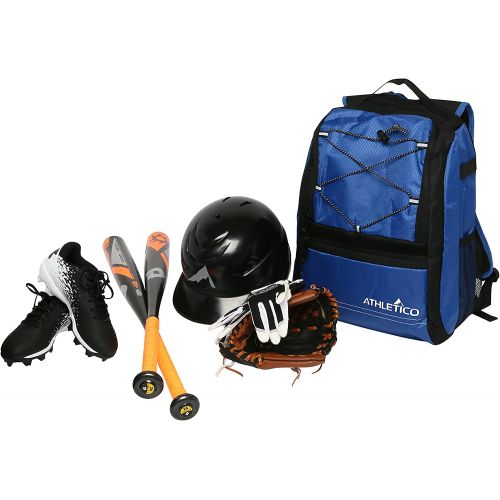  Athletico Youth Baseball Bag - Bat Backpack for Baseball, T-Ball & Softball Equipment & Gear Holds Bat, Helmet, Glove Fence Hook