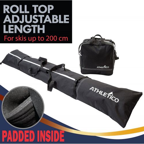  Athletico Padded Two-Piece Ski and Boot Bag Combo Store & Transport Skis Up to 200 cm and Boots Up to Size 13 Includes 1 Padded Ski Bag & 1 Padded Ski Boot Bag