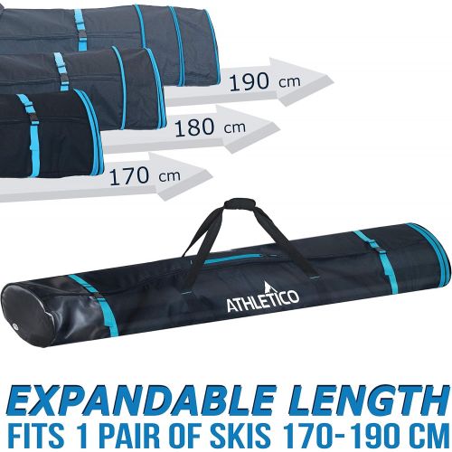  Athletico Dynamic Adjustable Length Ski Bag - Padded Ski Bag Adjusts from 170cm to 190cm