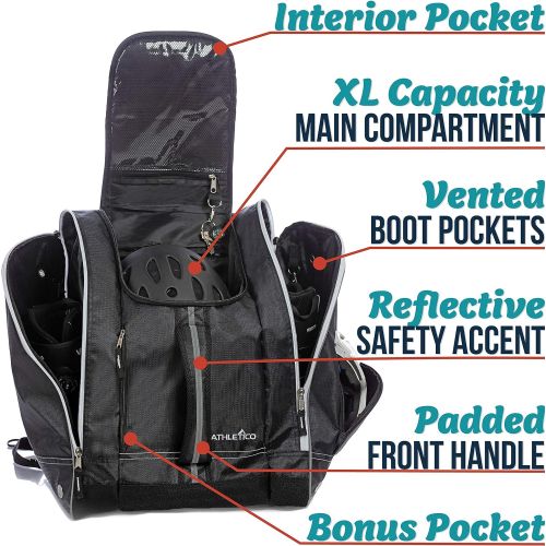  Athletico Ski Boot Bag ? Skiing and Snowboarding Travel Luggage ? Stores Gear Including Jacket, Helmet, Goggles, Gloves & Accessories ? Venting and Grommets for Snow Drainage