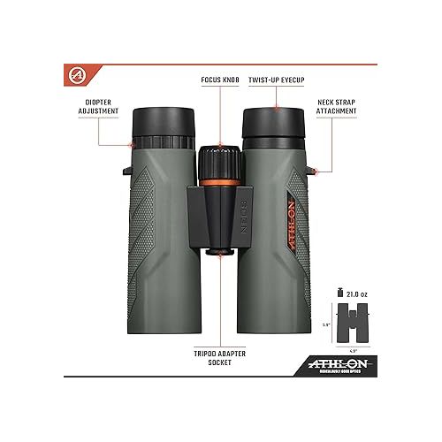  Athlon Optics 8x42 Neos G2 HD Binoculars with Eye Relief for Adults and Kids, High-Powered Binoculars for Hunting, Birdwatching, and More