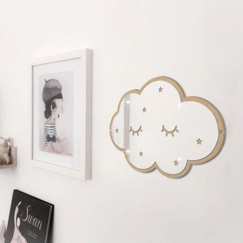  AtianZhen 3D Acrylic Mirror Surface Clouds Stars Wall Sticker for Kids Rooms Home Decor Hanging Mirror Decoration Shy Facial Expression,Silver