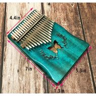 [아마존베스트]Ationgle Luxury Kalimba - 17 Keys Thumb Piano Include Tuning Hammer and Study Instruction. Unique Gift for Kids Adult Beginners Professionals, Blue Butterfly