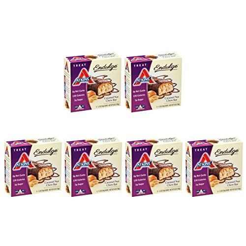  Atkins Endulge Treat, Caramel Nut Chew Bar, 1.2 Ounce, 5 Count (Pack of 6)