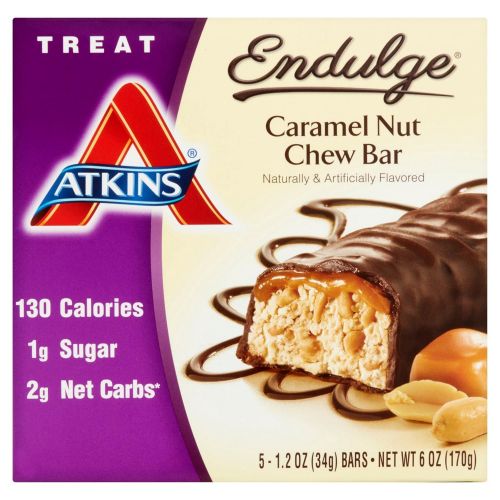  Atkins Endulge Treat, Caramel Nut Chew Bar, 1.2 Ounce, 5 Count (Pack of 6)