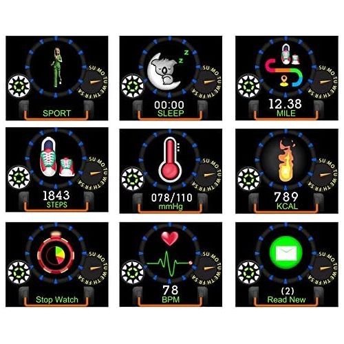  Atlanta Fitness Tracker mit Herzfrequenz Blutdruck Schlaf Schritte Farbdisplay mit Animation Smartwatch Armband Uhr - 9703