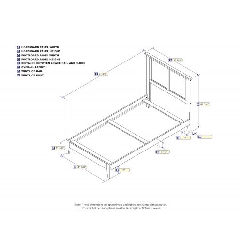  Atlantic Furniture AR8621037 Madison Bed Twin Caramel