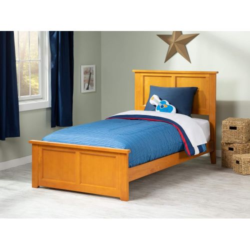  Atlantic Furniture AR8626037 Madison Traditional Bed with Matching Foot Board, Twin, Caramel