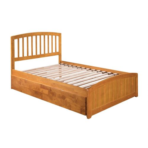  Atlantic Furniture AR8836017 Richmond Platform Bed with Matching Foot Board and Twin Size Urban Trundle, Full, Caramel