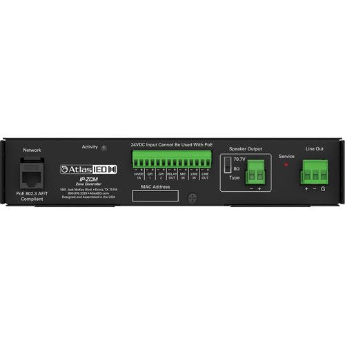  AtlasIED IP-ZCM1RMK Single POE+ IP Addressable IP-to-Analog Gateway with Integrated Amplifier and Rack Mount Kit