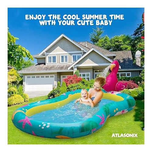  Flamingo Inflatable Kiddie Pool for Kids and Toddlers with Sprinkler, Summer Outdoor Backyard Water Games Baby Pool XL 8 feet Outside Party Birthday Fun Boys Girls Ages 0-3 3-6 4-8