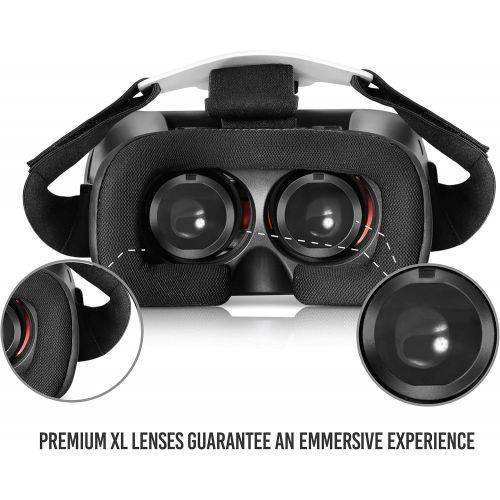 [아마존베스트]Atlasonix VR Headset for iPhone & Android Phones Virtual Reality Goggles | 2019 New Comfortable & Adjustable Glasses with Full Eye Protection, Compatible with Smartphones | Play Your Best 3D